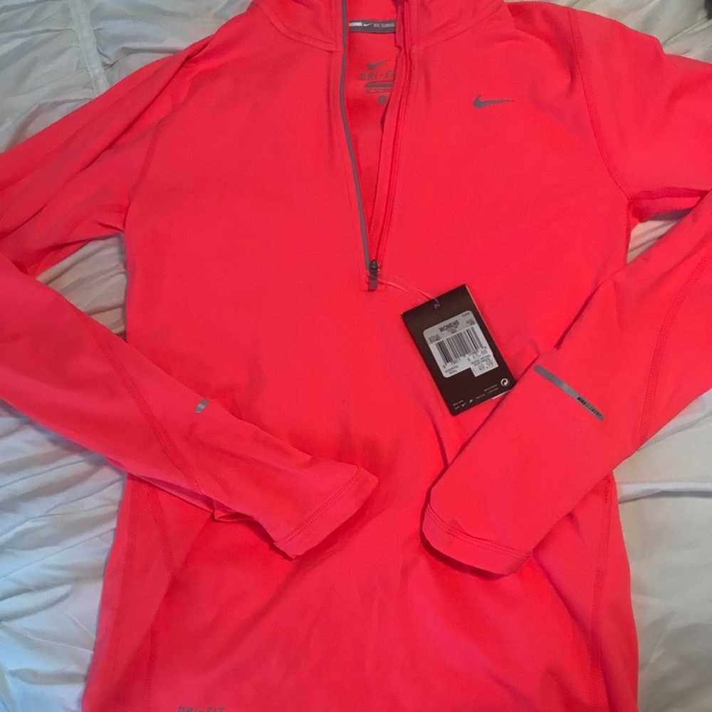 Nike 3/4 zip bright pink workout top